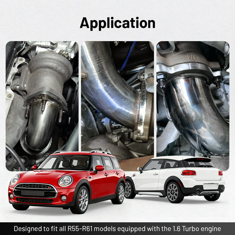 Downpipe Exhaust for 2007-2016 Mini Cooper R55-R61 1.6L Turbo 2.5 inch with 2 O2 sensor bungs Flashark