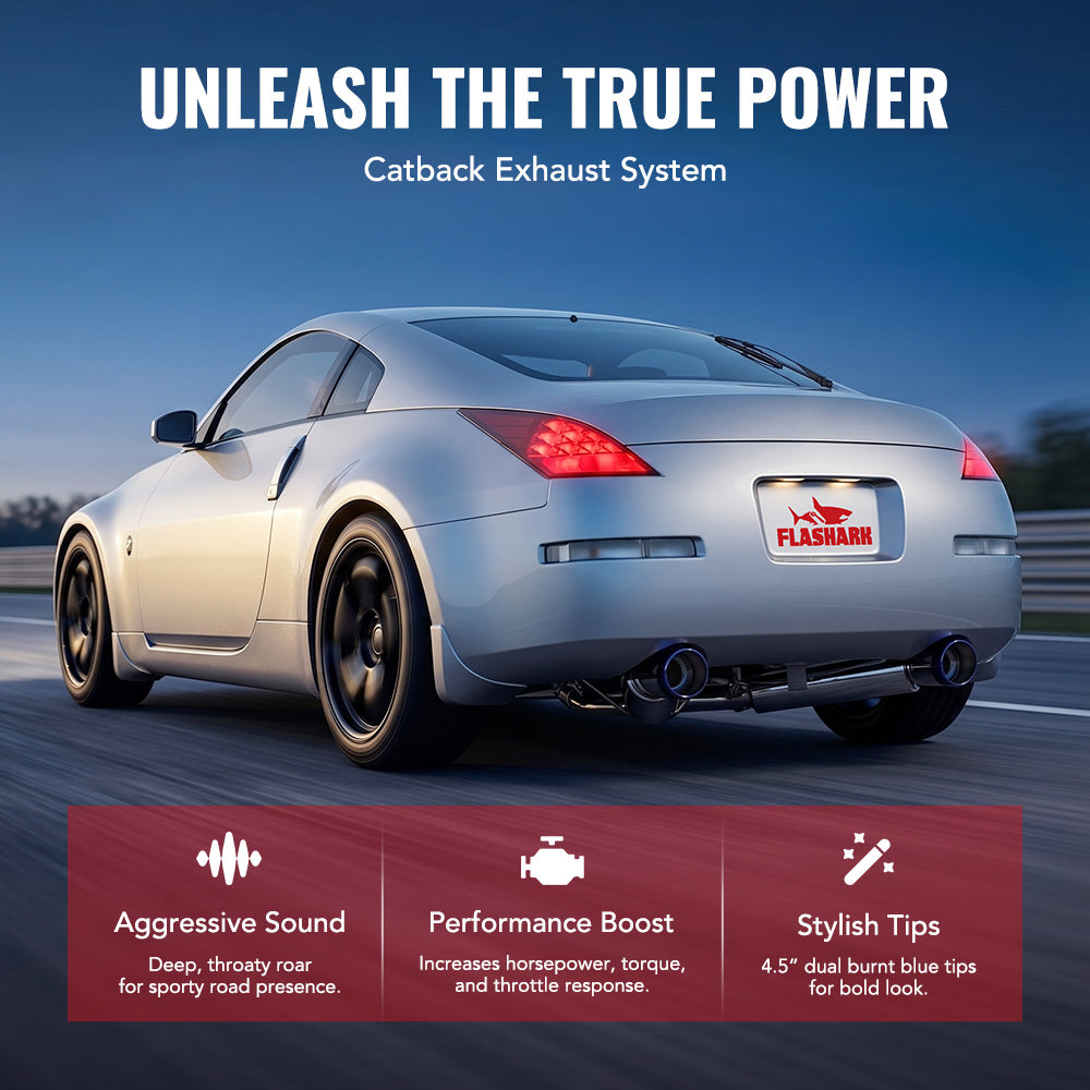 2003-2009 Nissan 350Z 3.5L Cat Back Exhaust w/ 4.5 Inches Dual Burnt Tips