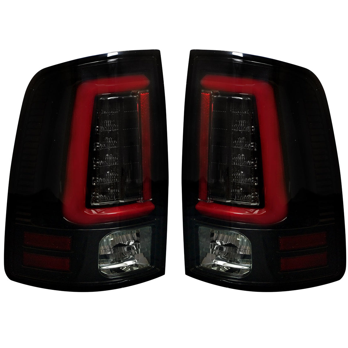 Dodge RAM 1500 Classic Body 09-24 Ultra Bright OLED Tail Lights w/ Scanning Turn Signals (Replaces Factory Halogen Tail Lights) - Smoked Lens