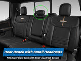 PRP 2021+ Ford 150/ 2023+ SuperDuty Rear Seat Covers (Pair) - Black w/ Red Stitch