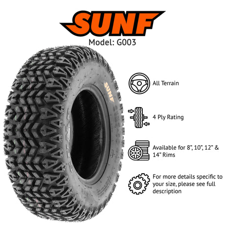 SunF ATV TIRE/UTV TIRE All Terrain Golf Cart Tire 4 PR Tubeless  G003 (bundle set) SUNF