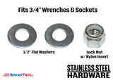Stainless Steel Bolt 1/2 x 8", Hex Head - Available w/ Nut and Washer Hardware