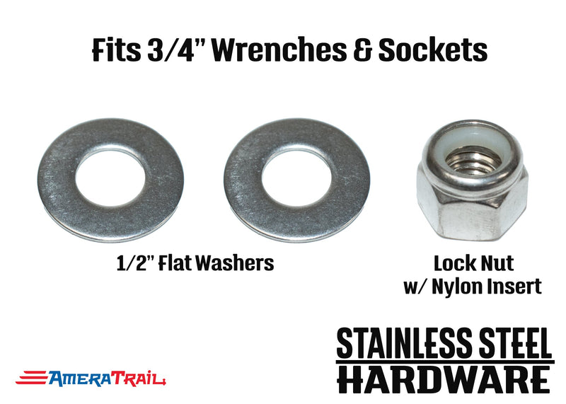 Stainless Steel Bolt 1/2 x 8", Hex Head - Available w/ Nut and Washer Hardware
