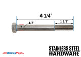 Stainless Steel Bolt 1/2 x 4 1/4", Hex Head - Available w/ Nut and Washer Hardware