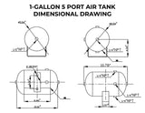 1 Gallon 5 Port Steel Air Tank HornBlasters