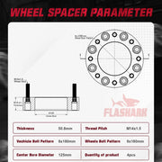1.5/2 Inches 2011-2022 Chevy Chevrolet Silverado GMC Sierra 2500 3500 8x180mm Wheel Spacers 4PCS Flashark