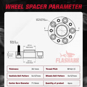 1.5 inch 2018-2022 Jeep Wrangler TJ YJ / 2011-2022 Dodge Durango 5x5" Wheel Spacers 4PCS Flashark