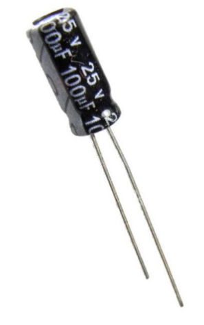 100µF 25V Radial Electrolytic Capacitor 3-Pack - General Purpose TekShack