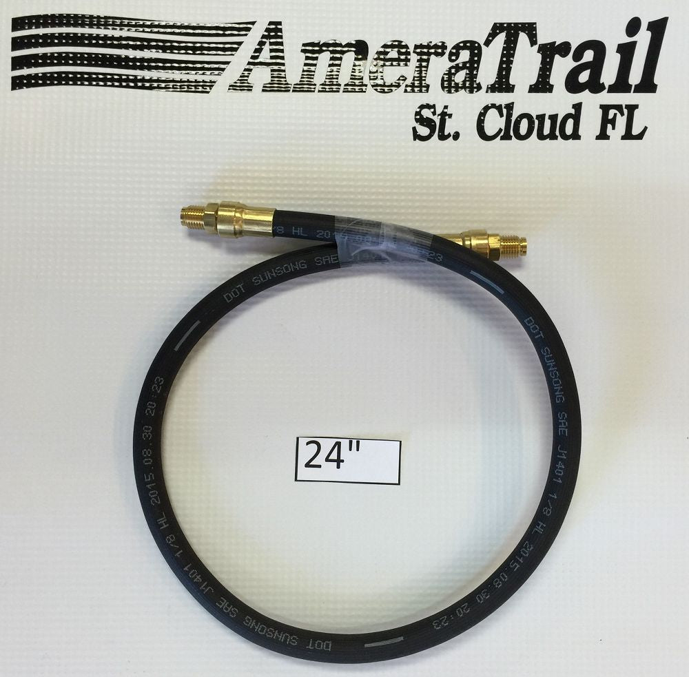 24" Brake Line, 1/8" ID 3/16" Brass Male Fittings w/ Stainless Flares - Kodiak Hydraulic Brake Hose