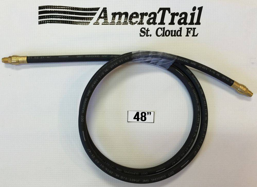 48" Brake Line, 1/8" ID 3/16" Brass Male Fittings w/ Stainless Flares - Kodiak Hydraulic Brake Hose