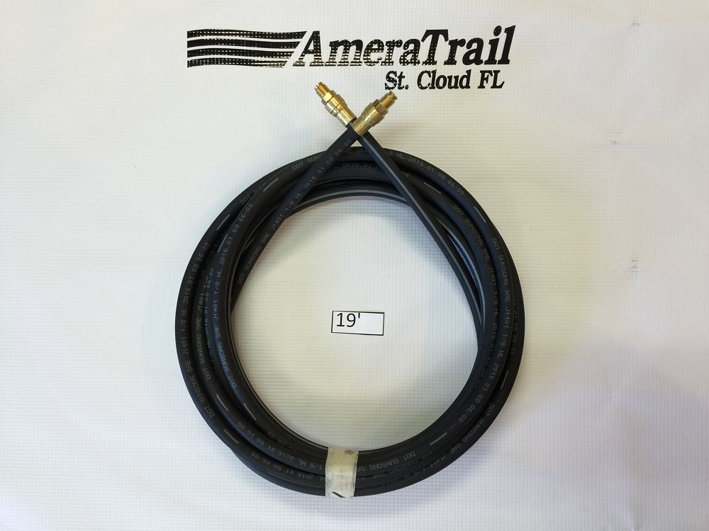 228" / 19' Brake Line, 1/8" ID 3/16" Brass Male Fittings w/ Stainless Flares - Kodiak Hydraulic Brake Hose