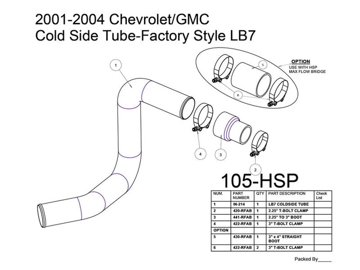 HSP Cold Side Tube - Factory Style, 2003-2004 Chevrolet / GMC 6.6L Duramax LB7 HSP Diesel