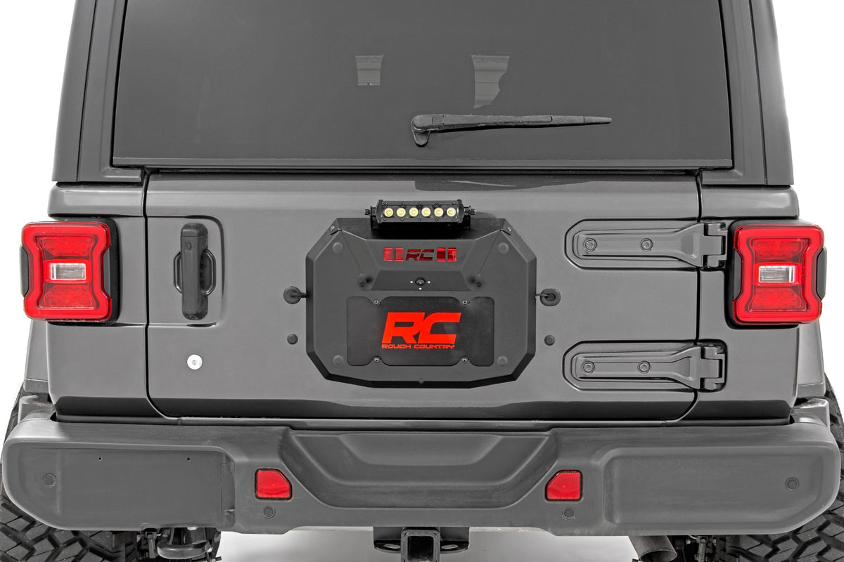 Spare Tire Carrier Delete 8 Inch Black Ser LED Jeep Wrangler JL (18-24) Rough Country