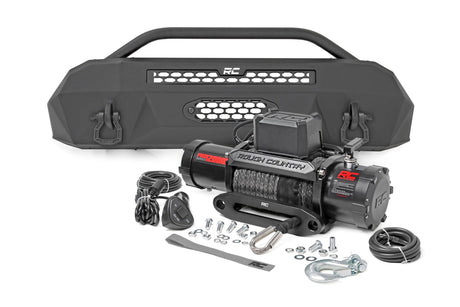 Front Bumper Hybrid 12000-Lb Pro Series Winch Synthetic Rope Toyota Tacoma (16-23) Rough Country