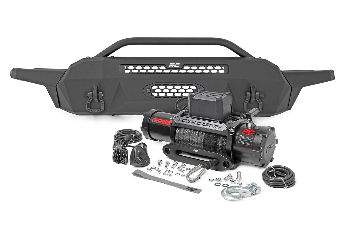 Front Bumper High Clearance 12000-Lb Pro Series Winch Synthetic Rope Toyota Tacoma 4WD (16-23) Rough Country