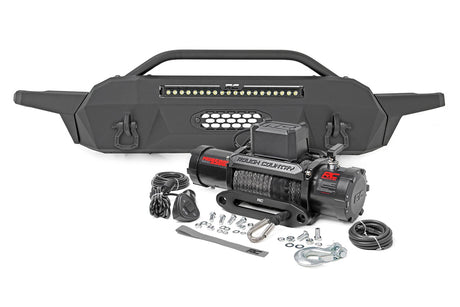 Front Bumper Hybrid 20 Inch Black LED 9500-Lb Winch Syn Toyota Tacoma (16-23) Rough Country