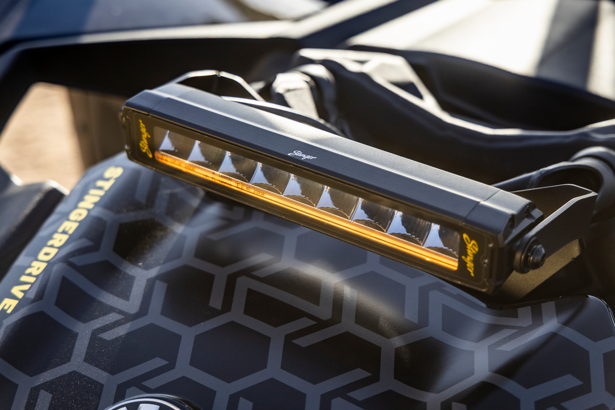 HEXCORE Universal 10" Straight LED Light Bar, Flood Beam with Amber & White Position Light | STL10LB Stinger