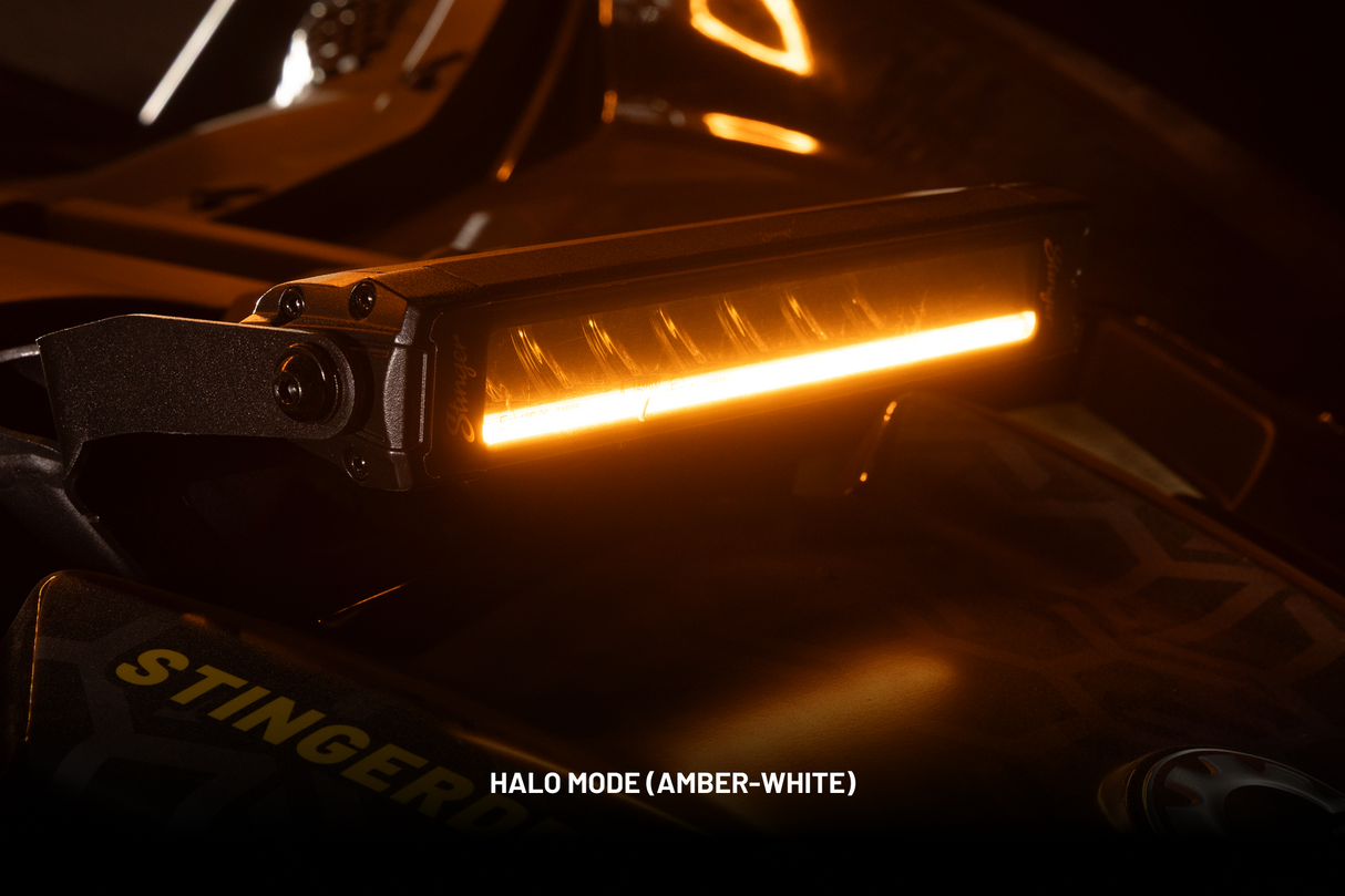 HEXCORE Universal 10" Straight LED Light Bar, Flood Beam with Amber & White Position Light | STL10LB Stinger