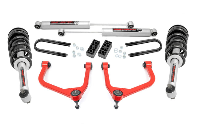 3.5 Inch Lift Kit N3 Struts Red Chevy Silverado 1500 2WD/4WD (2025-2026) Rough Country