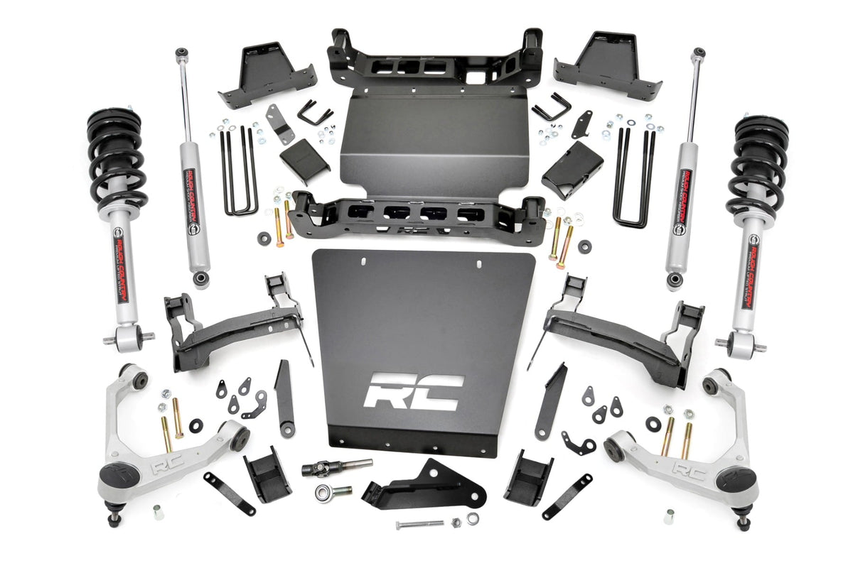 7 Inch Stamped Steel LCA Lift Kit Forged UCA Bracket N3 Struts Silverado/Sierra 1500 (16-18) Rough Country