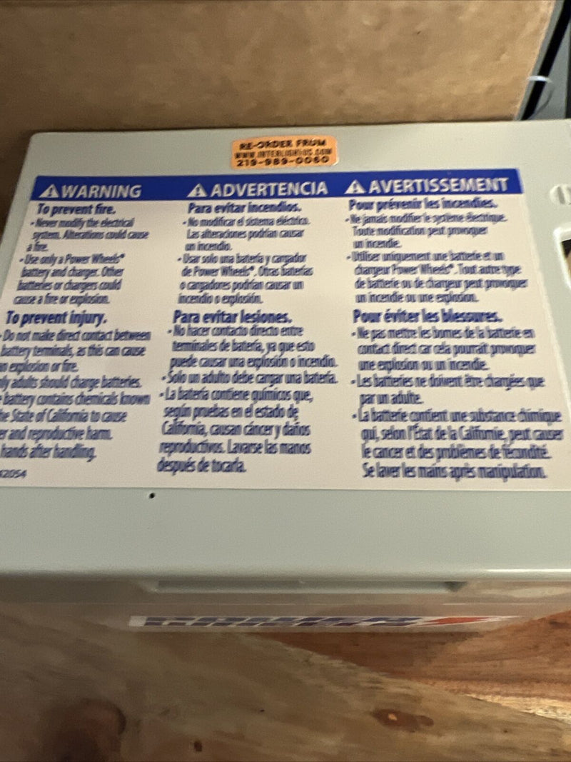 12 Volt Replacement Battery for Power Wheels by Fischer Price - OEM Quality