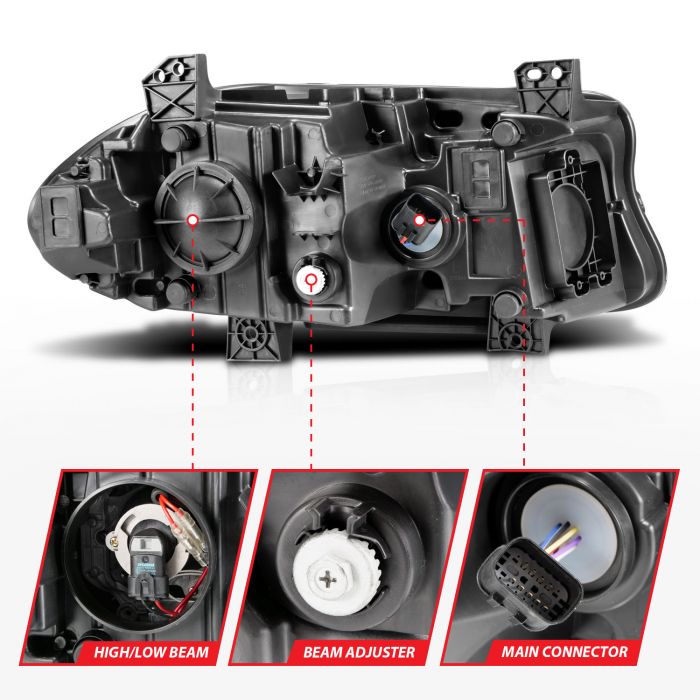 ANZO DODGE CHARGER 15-23 PROJECTOR PLANK STYLE HEADLIGHTS BLACK
