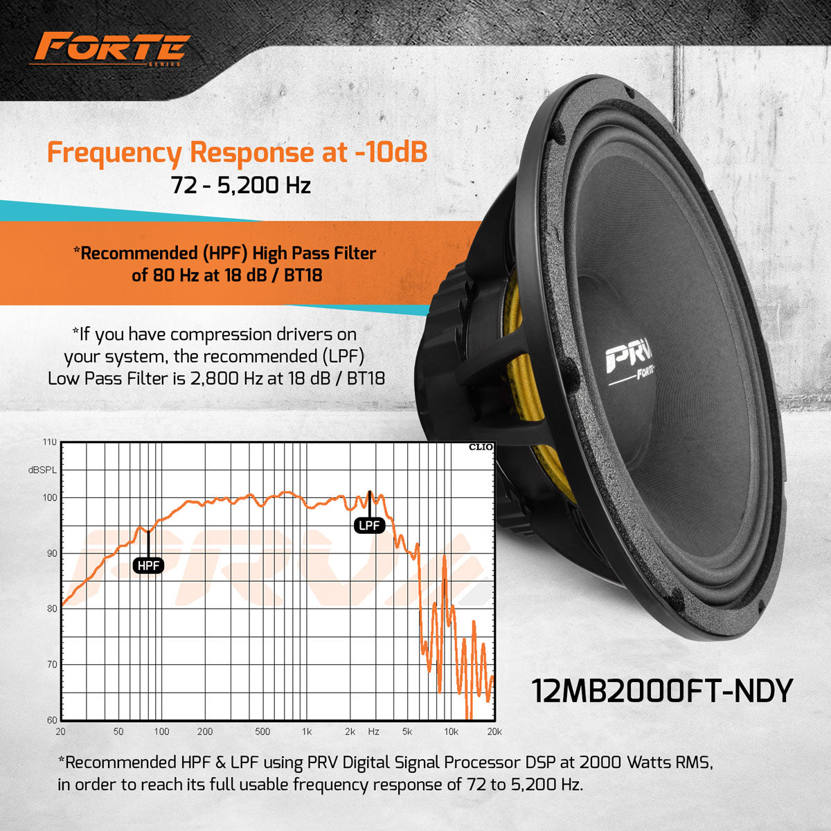 PRV 12MB2000FT-NDY Midbass PRV Audio