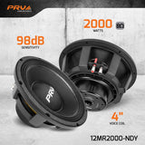 PRV Audio 12MR2000-NDY Midrange Loudspeaker Neodymium Magnet 8 Ohm