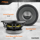 PRV Audio 12W1600 12-Inch Low Frequency Midbass Woofer 8 Ohm