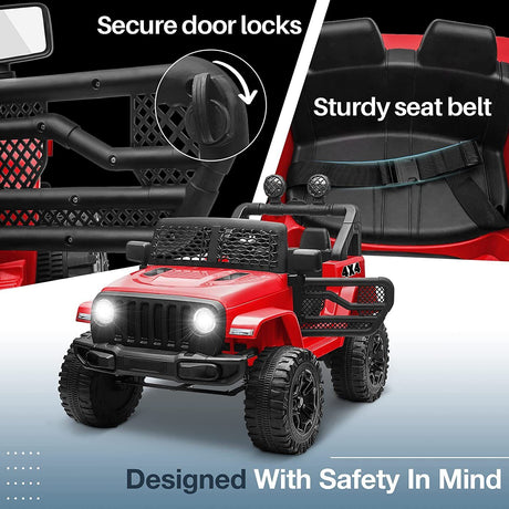 12V 2-Seater Electric Ride-On Car with LED Lights, MP3 Player, and Remote Control for Kids