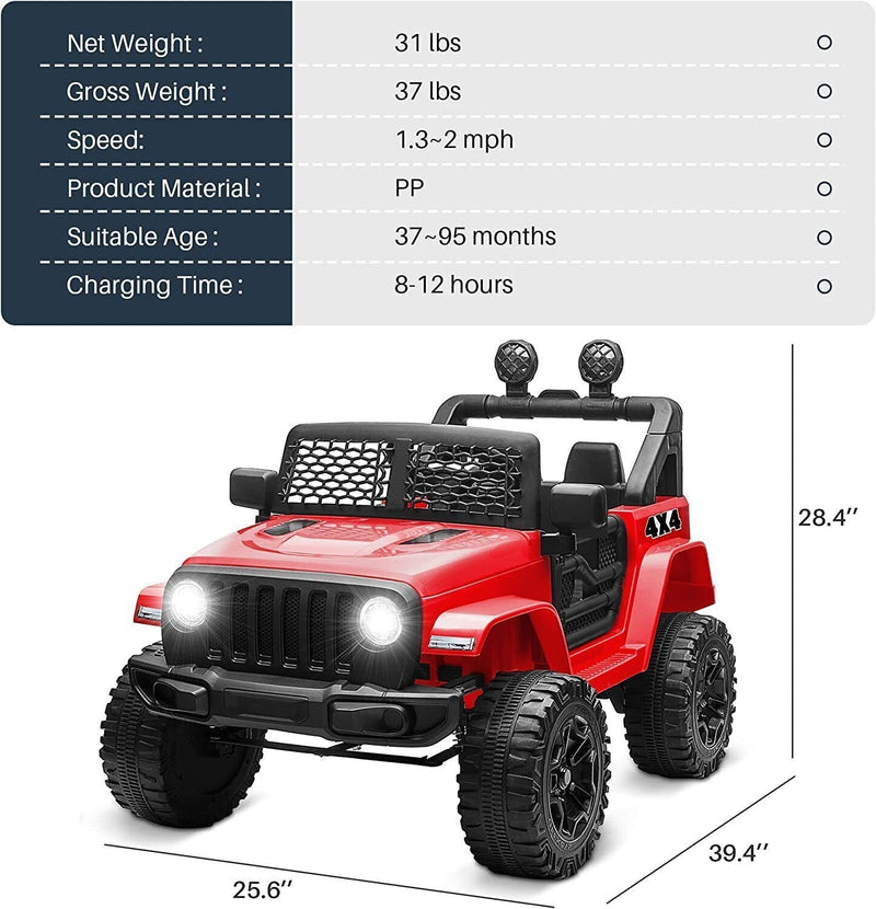Electric Ride-On Car/Truck for Kids with MP3 Music and Remote Control - 12V with Lights - 76 Fun Features!