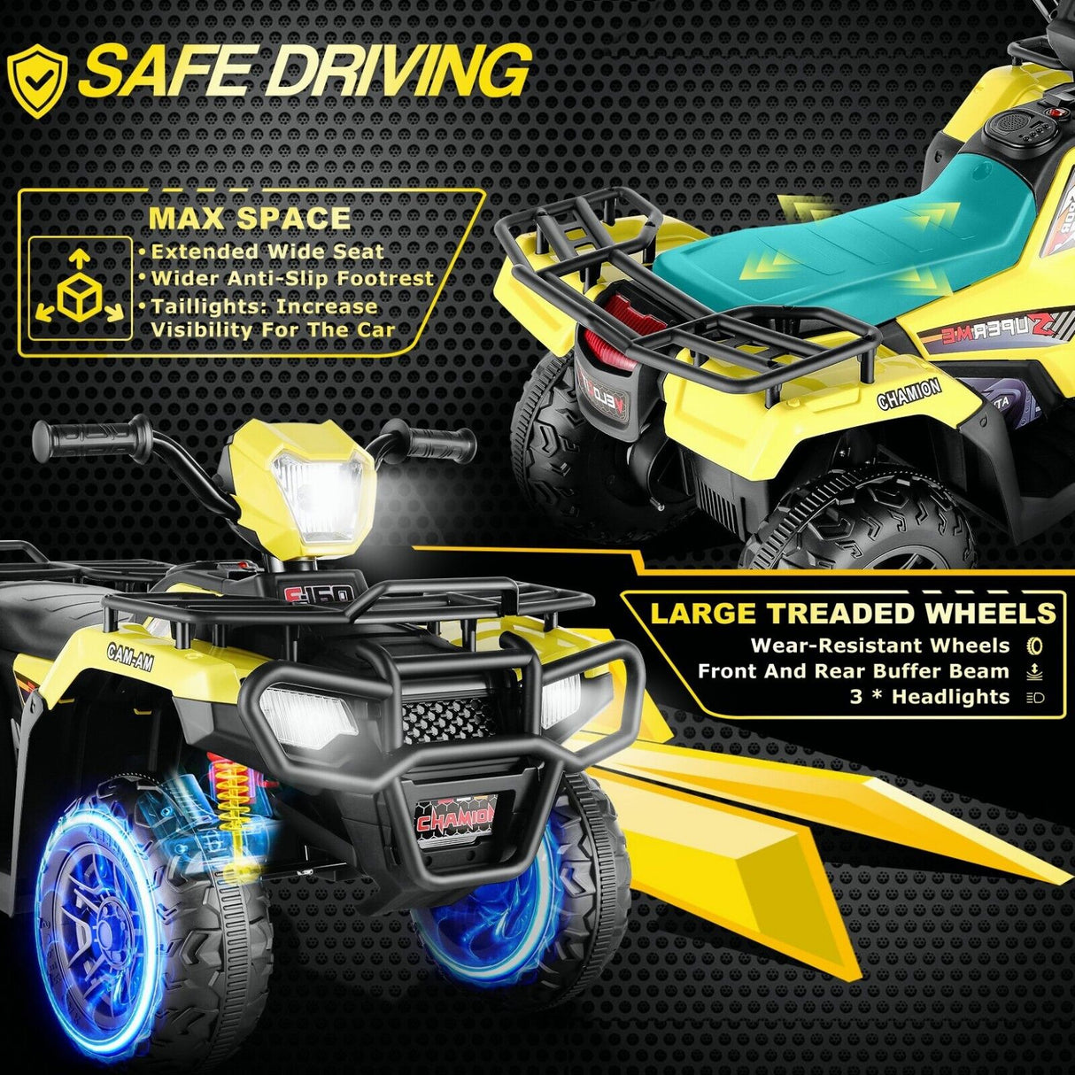 Electric Ride-On ATV Jeep Truck for Kids with LED Lights and Music