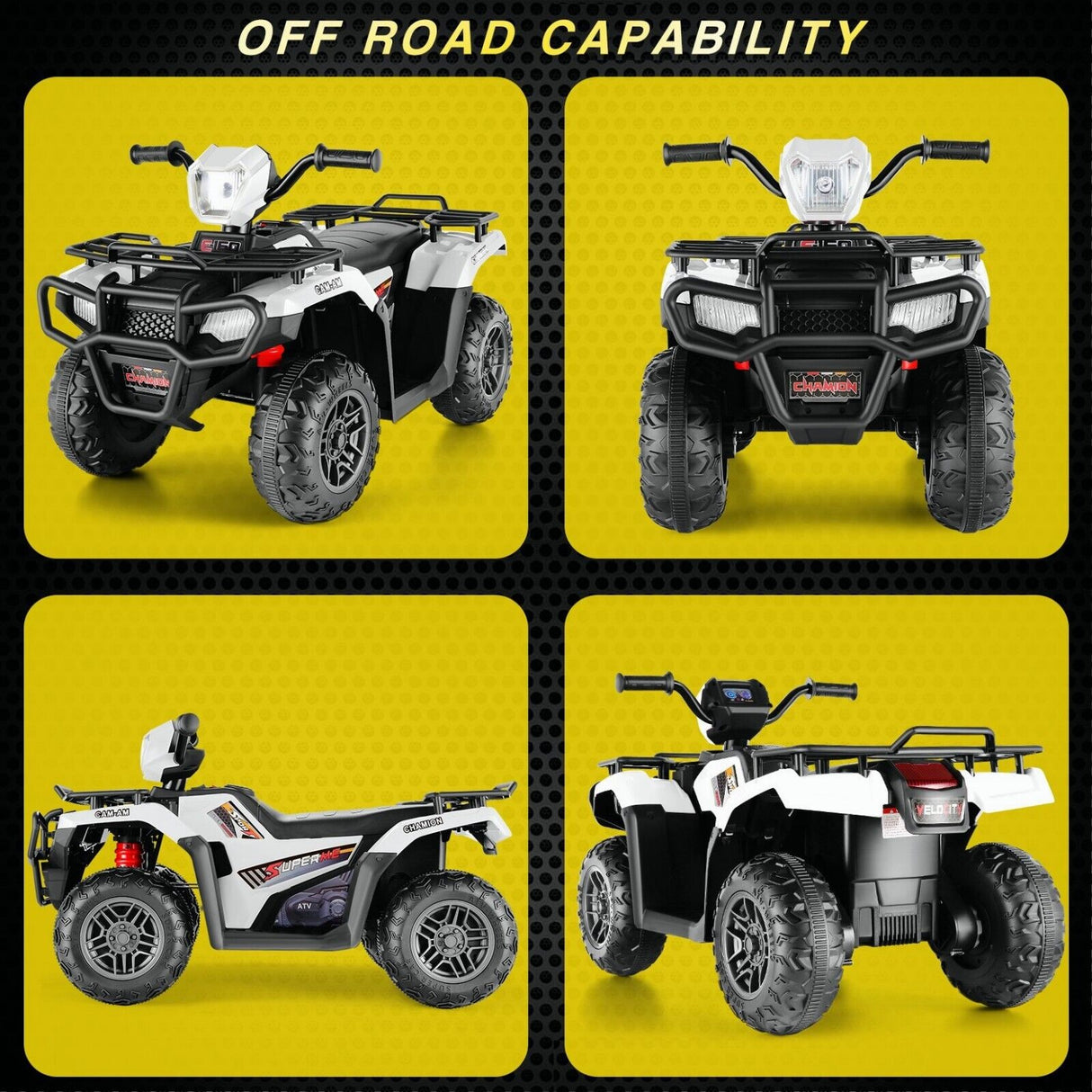 Electric Ride-On ATV Jeep Truck for Kids with LED Lights and Music