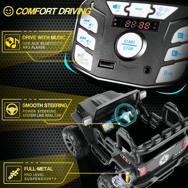Electric Ride-On ATV Jeep Truck for Kids with LED Lights and Music