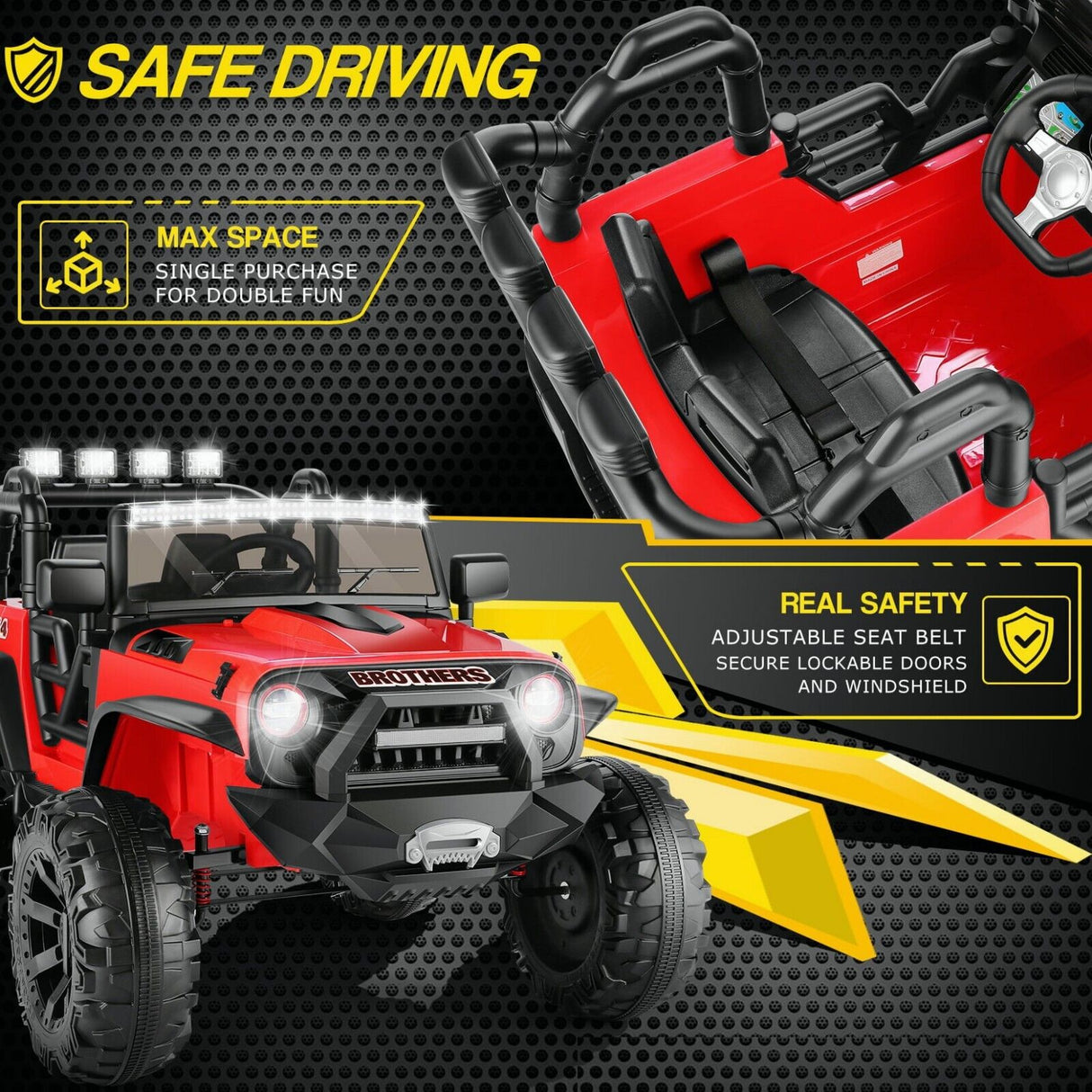 Electric Ride-On ATV Jeep Truck for Kids with LED Lights and Music