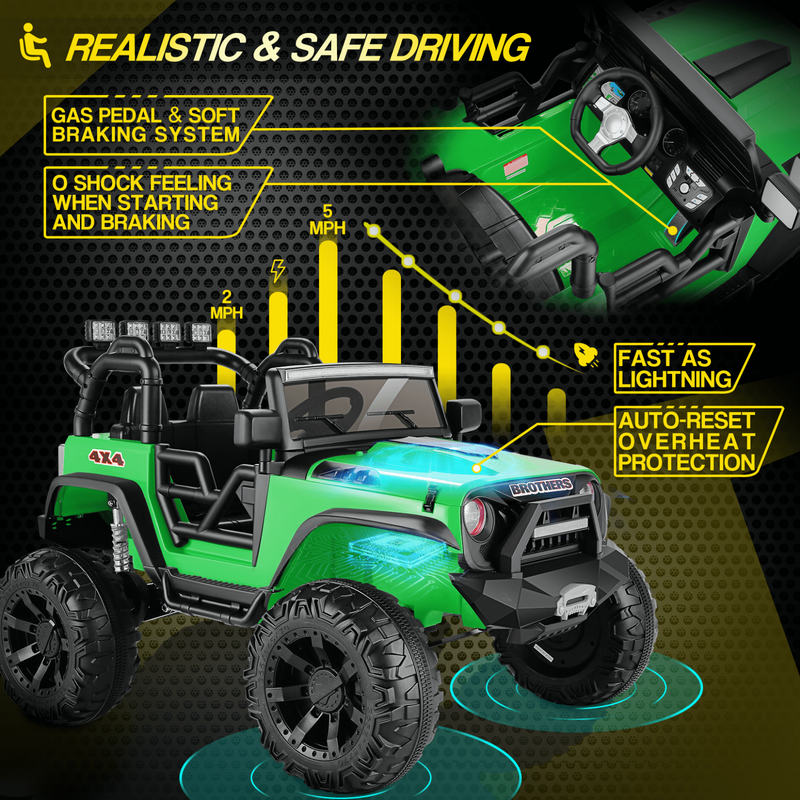 Electric Ride-On ATV Jeep Truck for Kids with LED Lights and Music
