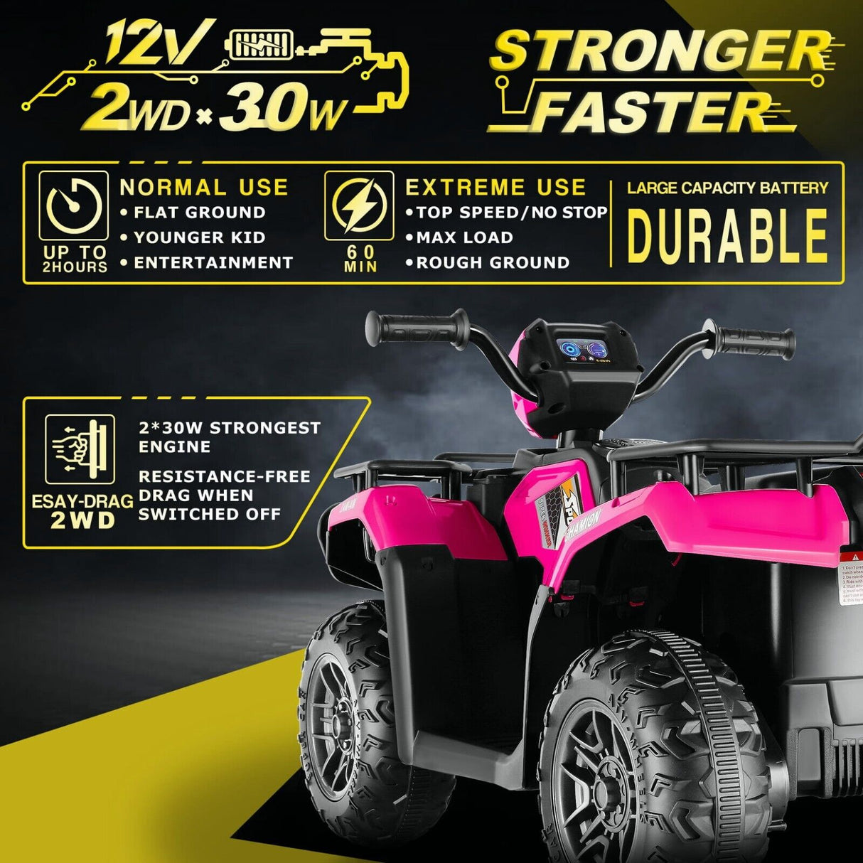 Electric Ride-On Jeep Truck for Kids: 12V/24V ATV Toy with Four-Wheel Drive