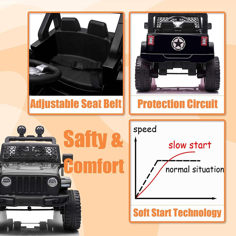 Electric Ride-On Jeep Truck for Kids: 12V/24V ATV Toy with Four-Wheel Drive