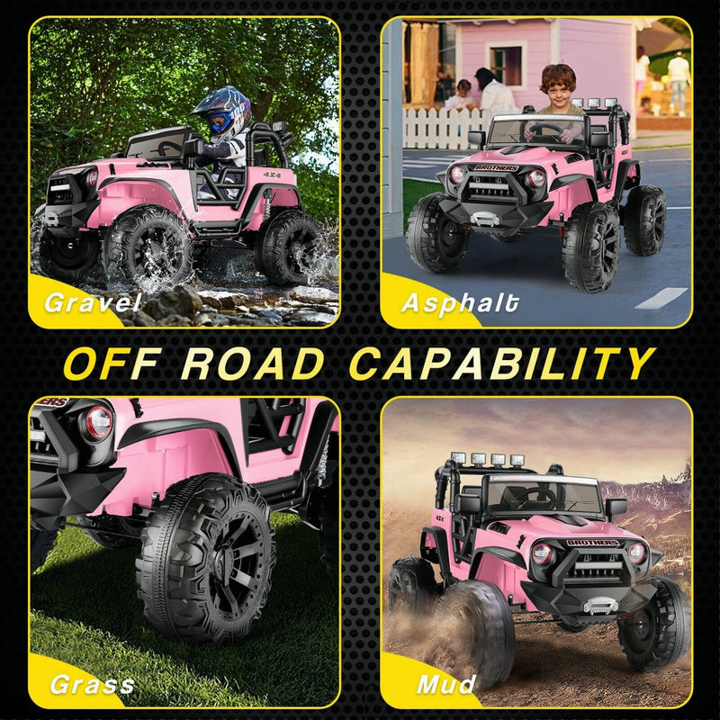 Electric Ride-On Jeep Truck for Kids: 12V/24V ATV Toy with Four-Wheel Drive