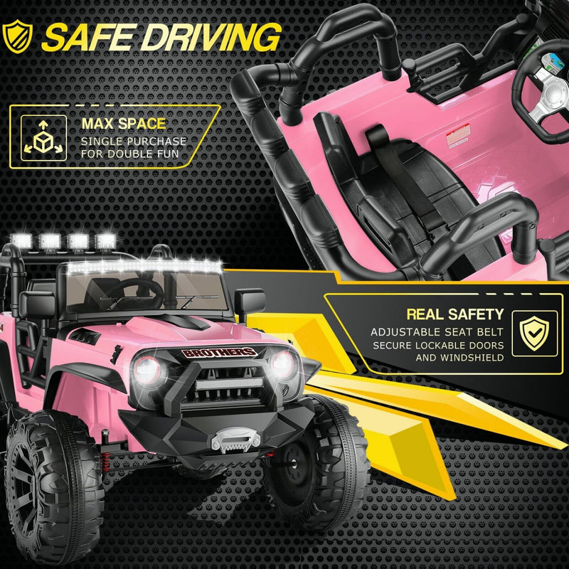 Electric Ride-On Jeep Truck for Kids: 12V/24V ATV Toy with Four-Wheel Drive