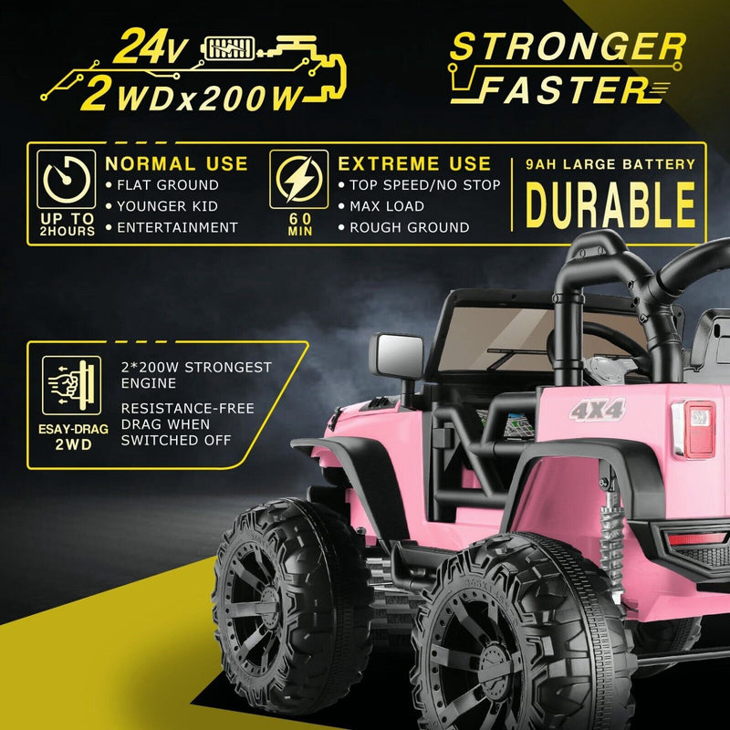 Electric Ride-On Jeep Truck for Kids: 12V/24V ATV Toy with Four-Wheel Drive
