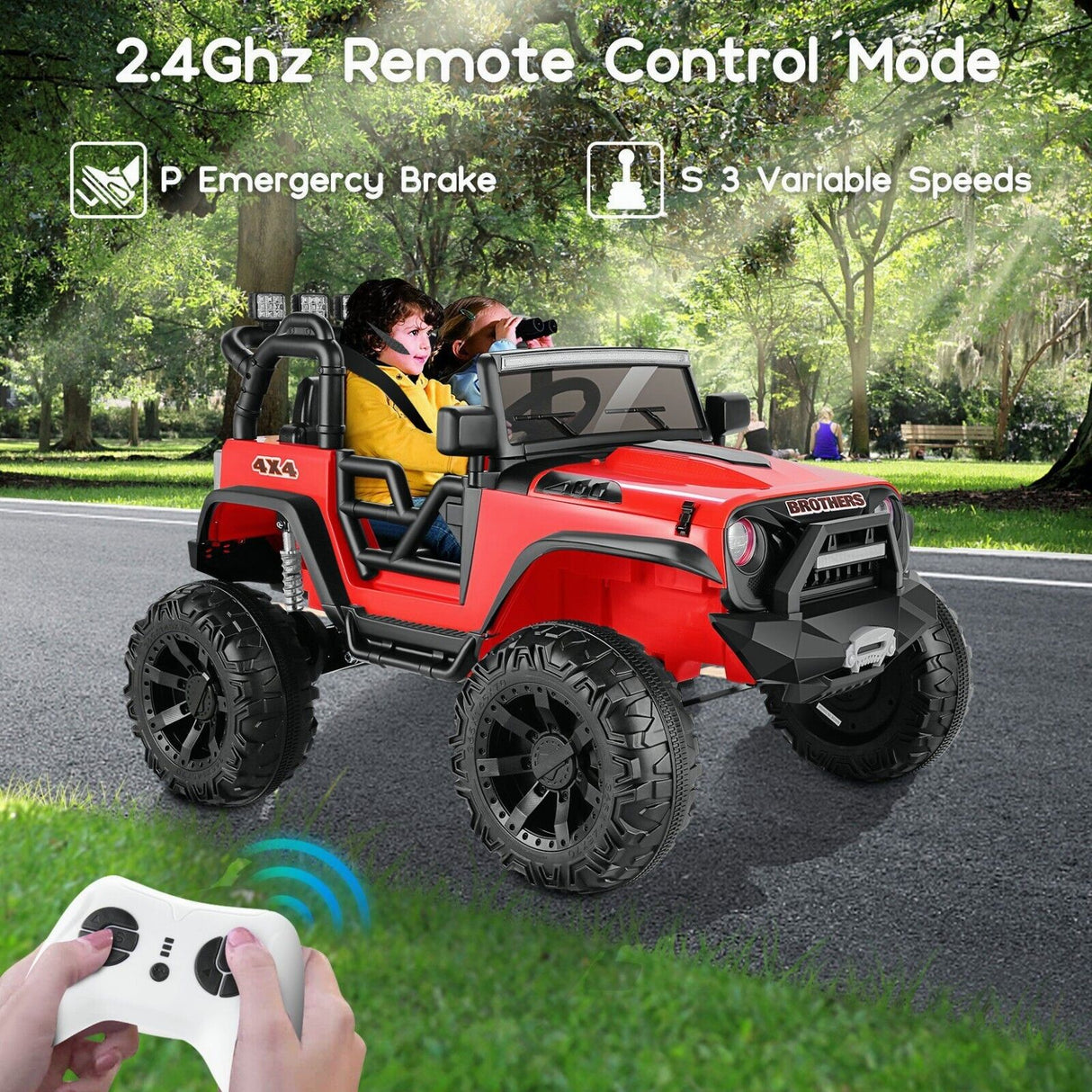 Electric Ride-On Jeep Truck for Kids: 12V/24V ATV Toy with Four-Wheel Drive