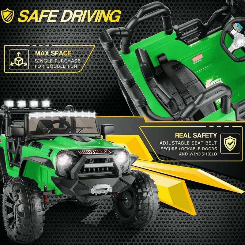Electric Ride-On Jeep Truck for Kids: 12V/24V ATV Toy with Four-Wheel Drive