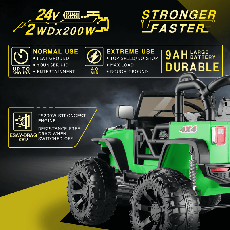 Electric Ride-On Jeep Truck for Kids: 12V/24V ATV Toy with Four-Wheel Drive