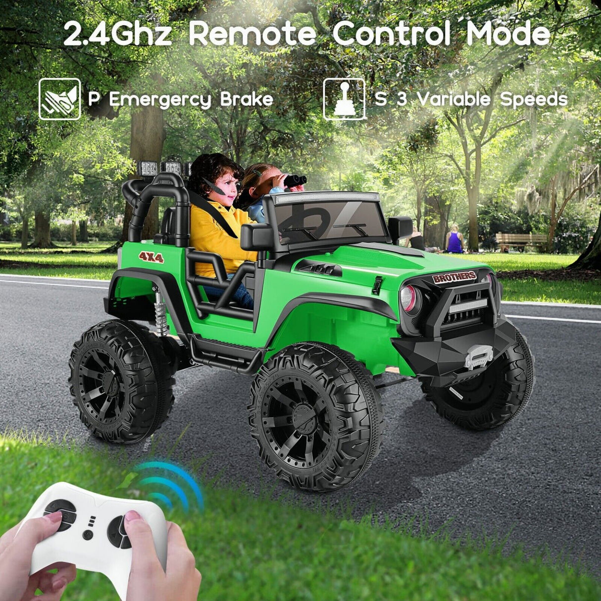 Electric Ride-On Jeep Truck for Kids: 12V/24V ATV Toy with Four-Wheel Drive