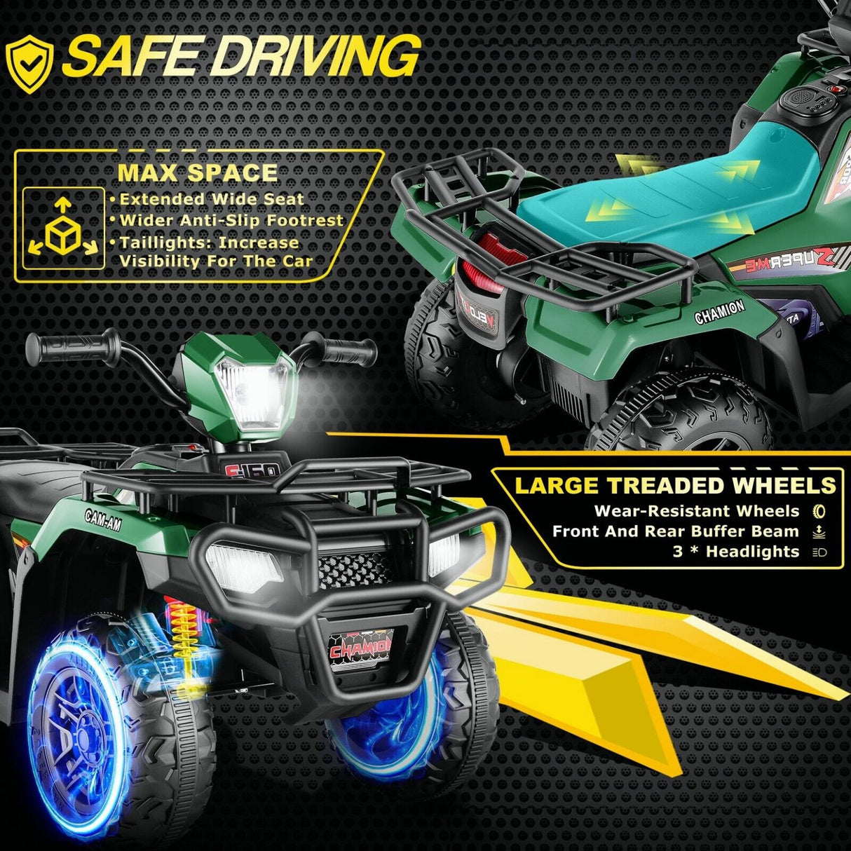 Electric Ride-On ATV Jeep Truck for Kids with MP3 Player - 12V/24V 4-Wheeler Car Toy for Toddlers