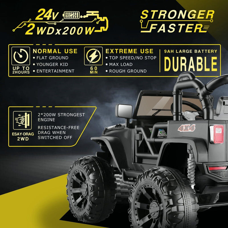 Electric Ride-On ATV Jeep Truck for Kids with MP3 Player - 12V/24V 4-Wheeler Car Toy for Toddlers