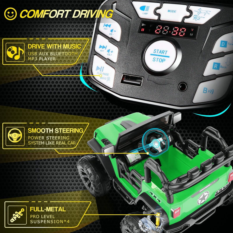 Electric Ride-On ATV Jeep Truck for Kids with MP3 Player - 12V/24V 4-Wheeler Car Toy for Toddlers