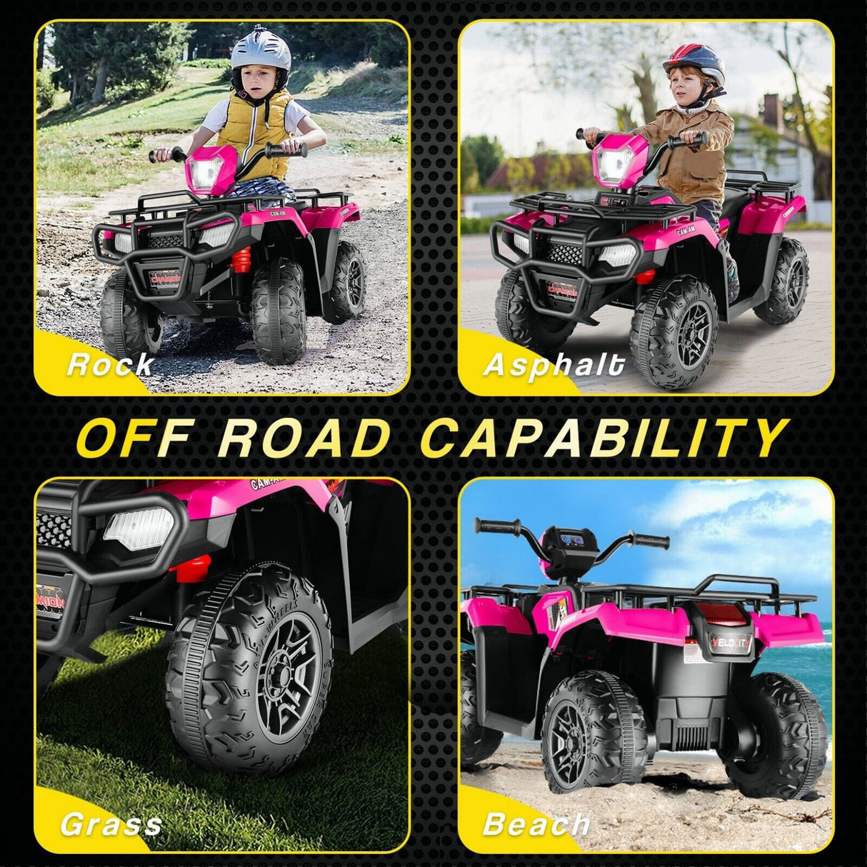 12V/24V Electric Jeep Truck ATV Ride-On Toy with Parental Remote Control for Kids