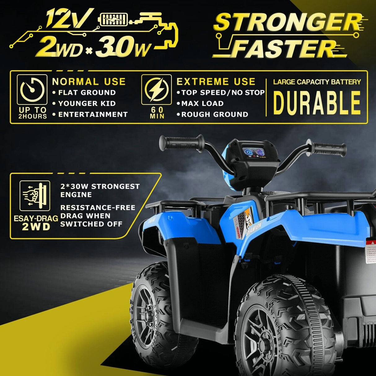 12V/24V Electric Jeep Truck ATV Ride-On Toy with Parental Remote Control for Kids